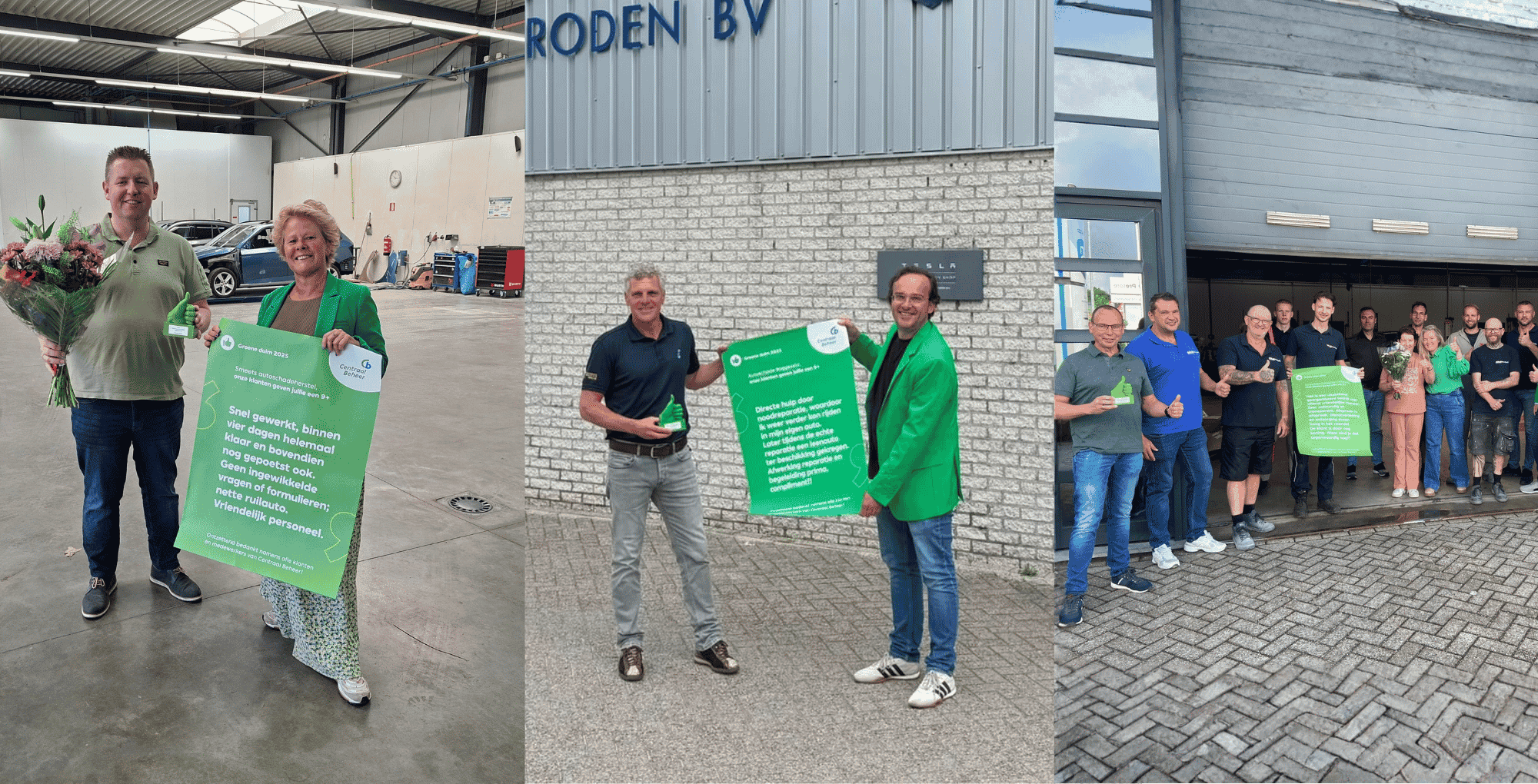 Drie Groene Duimen voor onze schadeherstellers